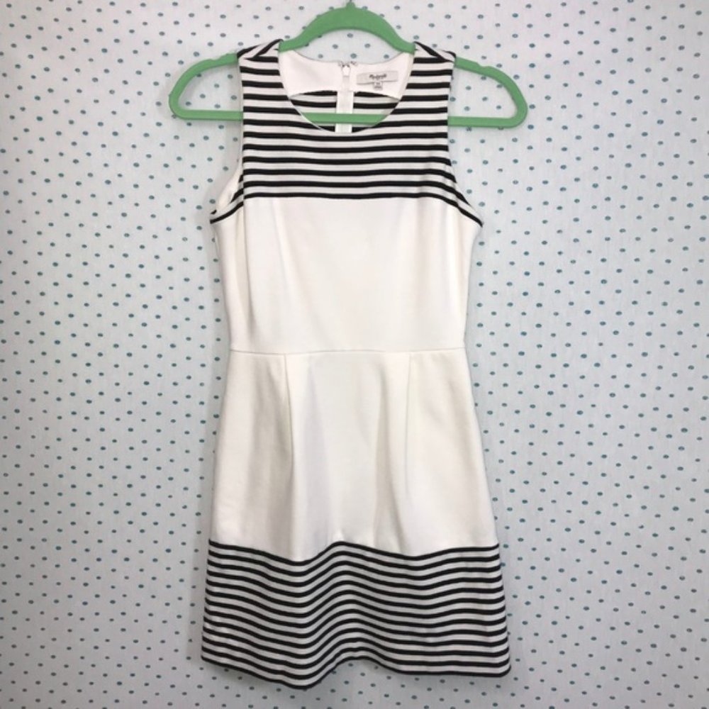 Madewell White & Black Nautical-Inspired Striped Verse Mini Dress